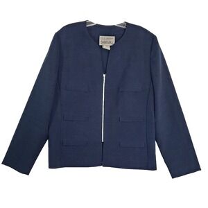 Lois Snyder Dani Max Blazer Womens 16 Navy Blue Jacket Made USA Career Wear VTG
